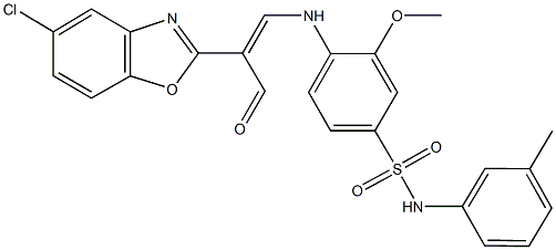 4-{[2-(5-chloro-1,3-benzoxazol-2-yl)-3-oxo-1-propenyl]amino}-3-methoxy-N-(3-methylphenyl)benzenesulfonamide Struktur