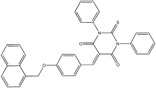 5-[4-(1-naphthylmethoxy)benzylidene]-1,3-diphenyl-2-thioxodihydro-4,6(1H,5H)-pyrimidinedione Struktur