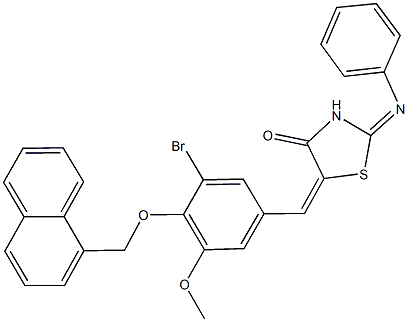 5-[3-bromo-5-methoxy-4-(1-naphthylmethoxy)benzylidene]-2-(phenylimino)-1,3-thiazolidin-4-one Struktur