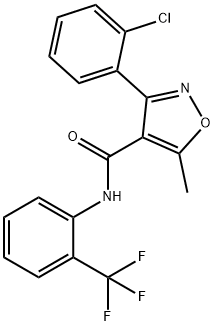 3-(2-chlorophenyl)-5-methyl-N-[2-(trifluoromethyl)phenyl]-4-isoxazolecarboxamide Struktur