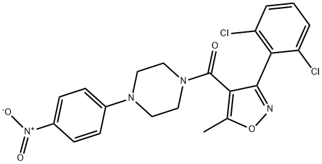 1-{[3-(2,6-dichlorophenyl)-5-methyl-4-isoxazolyl]carbonyl}-4-{4-nitrophenyl}piperazine Struktur