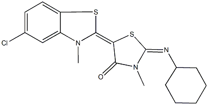 5-(5-chloro-3-methyl-1,3-benzothiazol-2(3H)-ylidene)-2-(cyclohexylimino)-3-methyl-1,3-thiazolidin-4-one Struktur