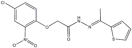 2-{4-chloro-2-nitrophenoxy}-N'-[1-(2-thienyl)ethylidene]acetohydrazide Struktur