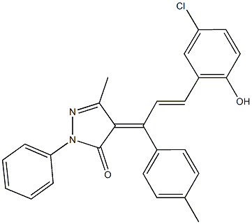 4-[3-(5-chloro-2-hydroxyphenyl)-1-(4-methylphenyl)-2-propenylidene]-5-methyl-2-phenyl-2,4-dihydro-3H-pyrazol-3-one Struktur