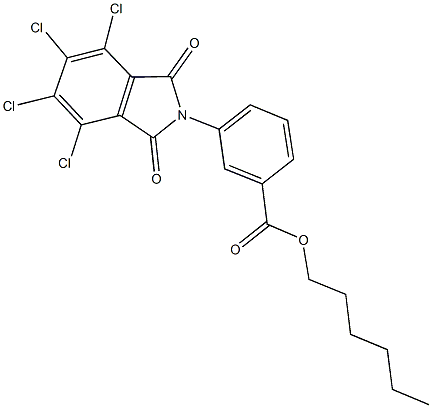 hexyl 3-(4,5,6,7-tetrachloro-1,3-dioxo-1,3-dihydro-2H-isoindol-2-yl)benzoate Struktur