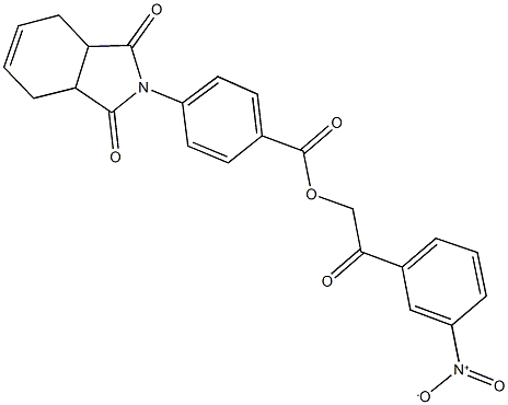 2-{3-nitrophenyl}-2-oxoethyl 4-(1,3-dioxo-1,3,3a,4,7,7a-hexahydro-2H-isoindol-2-yl)benzoate Struktur