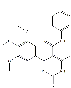 6-methyl-N-(4-methylphenyl)-2-thioxo-4-(3,4,5-trimethoxyphenyl)-1,2,3,4-tetrahydropyrimidine-5-carboxamide Struktur