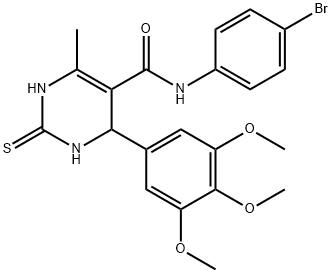 N-(4-bromophenyl)-6-methyl-2-thioxo-4-(3,4,5-trimethoxyphenyl)-1,2,3,4-tetrahydropyrimidine-5-carboxamide Struktur