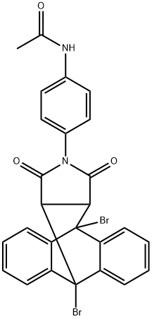 N-[4-(1,8-dibromo-16,18-dioxo-17-azapentacyclo[6.6.5.0~2,7~.0~9,14~.0~15,19~]nonadeca-2,4,6,9,11,13-hexaen-17-yl)phenyl]acetamide Struktur