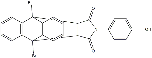 1,8-dibromo-17-(4-hydroxyphenyl)-17-azapentacyclo[6.6.5.0~2,7~.0~9,14~.0~15,19~]nonadeca-2,4,6,9,11,13-hexaene-16,18-dione Struktur