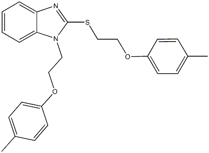 1-[2-(4-methylphenoxy)ethyl]-2-{[2-(4-methylphenoxy)ethyl]sulfanyl}-1H-benzimidazole Struktur