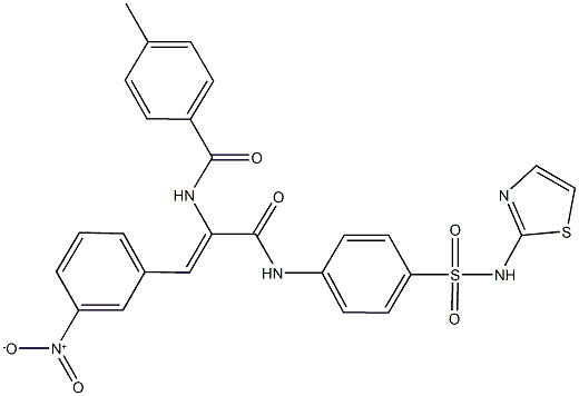 N-[2-{3-nitrophenyl}-1-({4-[(1,3-thiazol-2-ylamino)sulfonyl]anilino}carbonyl)vinyl]-4-methylbenzamide Struktur