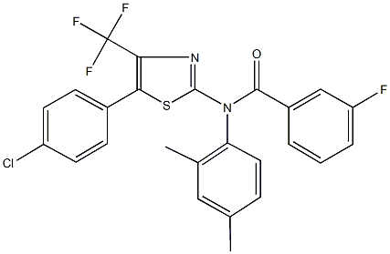 N-[5-(4-chlorophenyl)-4-(trifluoromethyl)-1,3-thiazol-2-yl]-N-(2,4-dimethylphenyl)-3-fluorobenzamide Struktur