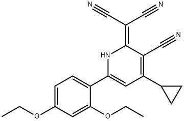 2-[3-cyano-4-cyclopropyl-6-(2,4-diethoxyphenyl)-2-pyridinyl]malononitrile Struktur