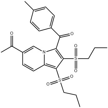 1-[3-(4-methylbenzoyl)-1,2-bis(propylsulfonyl)-6-indolizinyl]ethanone Struktur