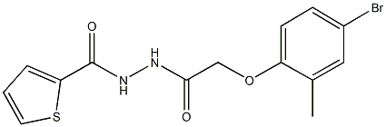 2-(4-bromo-2-methylphenoxy)-N'-(2-thienylcarbonyl)acetohydrazide Struktur