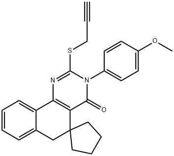 3-(4-methoxyphenyl)-2-(2-propynylsulfanyl)-5,6-dihydrospiro(benzo[h]quinazoline-5,1'-cyclopentane)-4(3H)-one Struktur