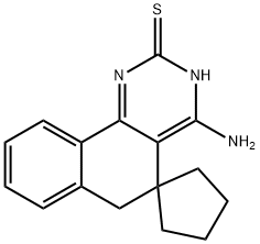 4-amino-5,6-dihydrospiro(benzo[h]quinazoline-5,1'-cyclopentane)-2(1H)-thione Struktur