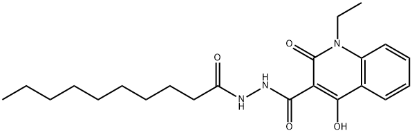 N'-decanoyl-1-ethyl-4-hydroxy-2-oxo-1,2-dihydroquinoline-3-carbohydrazide Struktur