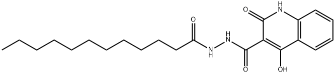 N'-dodecanoyl-4-hydroxy-2-oxo-1,2-dihydroquinoline-3-carbohydrazide Struktur