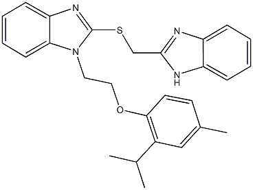 2-[(1H-benzimidazol-2-ylmethyl)sulfanyl]-1-[2-(2-isopropyl-4-methylphenoxy)ethyl]-1H-benzimidazole Struktur