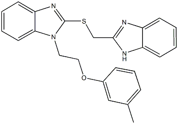 2-[(1H-benzimidazol-2-ylmethyl)sulfanyl]-1-[2-(3-methylphenoxy)ethyl]-1H-benzimidazole Struktur