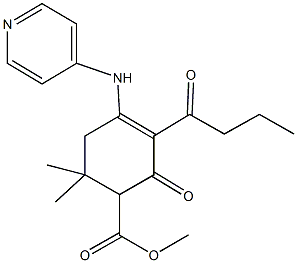 methyl 3-butyryl-6,6-dimethyl-2-oxo-4-(4-pyridinylamino)-3-cyclohexene-1-carboxylate Struktur