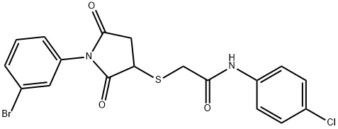 2-{[1-(3-bromophenyl)-2,5-dioxopyrrolidin-3-yl]sulfanyl}-N-(4-chlorophenyl)acetamide Struktur