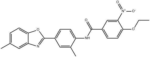 4-ethoxy-3-nitro-N-[2-methyl-4-(5-methyl-1,3-benzoxazol-2-yl)phenyl]benzamide Struktur