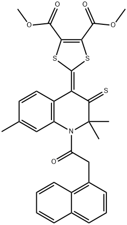 dimethyl 2-(2,2,7-trimethyl-1-(1-naphthylacetyl)-3-thioxo-2,3-dihydro-4(1H)-quinolinylidene)-1,3-dithiole-4,5-dicarboxylate Struktur