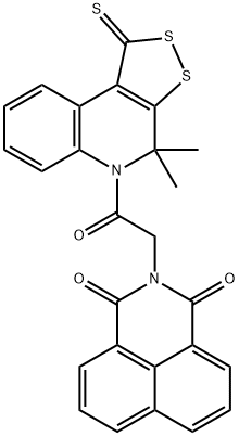 2-[2-(4,4-dimethyl-1-thioxo-1,4-dihydro-5H-[1,2]dithiolo[3,4-c]quinolin-5-yl)-2-oxoethyl]-1H-benzo[de]isoquinoline-1,3(2H)-dione Struktur