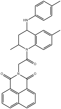 2-[2-(2,6-dimethyl-4-(4-toluidino)-3,4-dihydro-1(2H)-quinolinyl)-2-oxoethyl]-1H-benzo[de]isoquinoline-1,3(2H)-dione Struktur