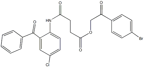 2-(4-bromophenyl)-2-oxoethyl 4-(2-benzoyl-4-chloroanilino)-4-oxobutanoate Struktur