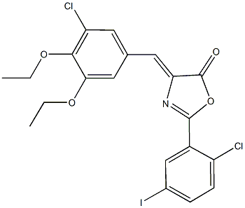 4-(3-chloro-4,5-diethoxybenzylidene)-2-(2-chloro-5-iodophenyl)-1,3-oxazol-5(4H)-one Struktur