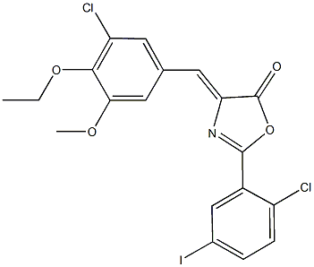 4-(3-chloro-4-ethoxy-5-methoxybenzylidene)-2-(2-chloro-5-iodophenyl)-1,3-oxazol-5(4H)-one Struktur