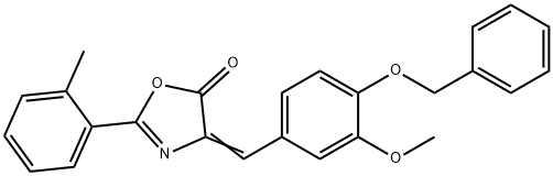 4-[4-(benzyloxy)-3-methoxybenzylidene]-2-(2-methylphenyl)-1,3-oxazol-5(4H)-one Struktur