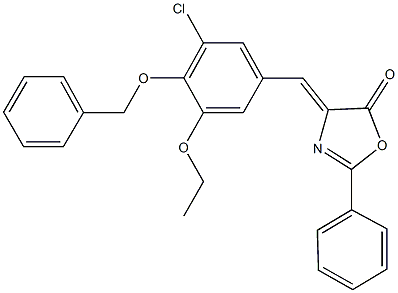 4-[4-(benzyloxy)-3-chloro-5-ethoxybenzylidene]-2-phenyl-1,3-oxazol-5(4H)-one Struktur