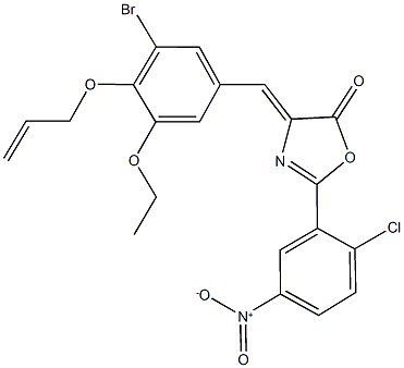 4-[4-(allyloxy)-3-bromo-5-ethoxybenzylidene]-2-{2-chloro-5-nitrophenyl}-1,3-oxazol-5(4H)-one Struktur