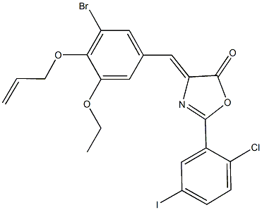 4-[4-(allyloxy)-3-bromo-5-ethoxybenzylidene]-2-(2-chloro-5-iodophenyl)-1,3-oxazol-5(4H)-one Struktur