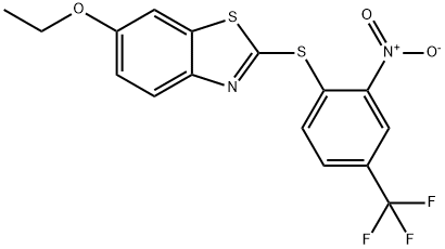 6-ethoxy-2-{[2-nitro-4-(trifluoromethyl)phenyl]sulfanyl}-1,3-benzothiazole Struktur