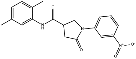 N-(2,5-dimethylphenyl)-1-{3-nitrophenyl}-5-oxo-3-pyrrolidinecarboxamide Struktur