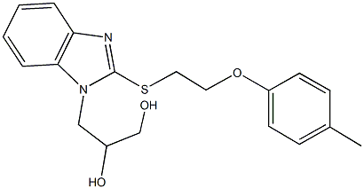 3-(2-{[2-(4-methylphenoxy)ethyl]sulfanyl}-1H-benzimidazol-1-yl)-1,2-propanediol Struktur