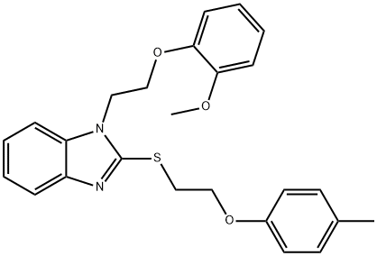 1-[2-(2-methoxyphenoxy)ethyl]-2-{[2-(4-methylphenoxy)ethyl]sulfanyl}-1H-benzimidazole Struktur