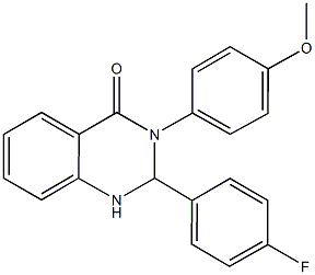 2-(4-fluorophenyl)-3-(4-methoxyphenyl)-2,3-dihydro-4(1H)-quinazolinone Struktur