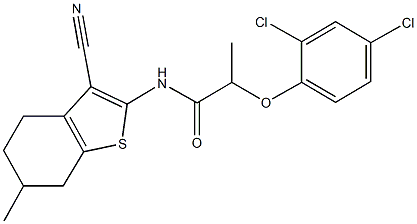 N-(3-cyano-6-methyl-4,5,6,7-tetrahydro-1-benzothien-2-yl)-2-(2,4-dichlorophenoxy)propanamide Struktur