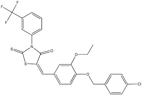 5-{4-[(4-chlorobenzyl)oxy]-3-ethoxybenzylidene}-2-thioxo-3-[3-(trifluoromethyl)phenyl]-1,3-thiazolidin-4-one Struktur