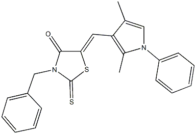 3-benzyl-5-[(2,4-dimethyl-1-phenyl-1H-pyrrol-3-yl)methylene]-2-thioxo-1,3-thiazolidin-4-one Struktur