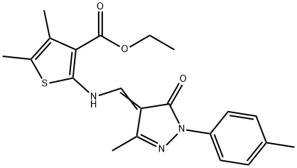 ethyl 4,5-dimethyl-2-({[3-methyl-1-(4-methylphenyl)-5-oxo-1,5-dihydro-4H-pyrazol-4-ylidene]methyl}amino)-3-thiophenecarboxylate Struktur