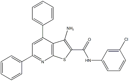 3-amino-N-(3-chlorophenyl)-4,6-diphenylthieno[2,3-b]pyridine-2-carboxamide Struktur