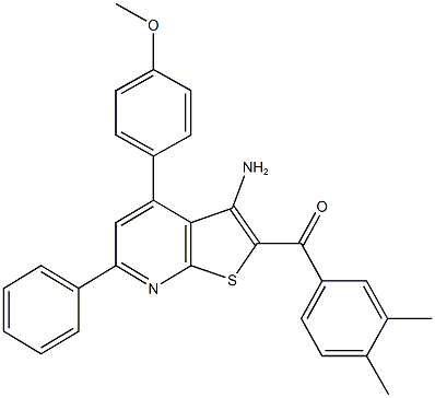 [3-amino-4-(4-methoxyphenyl)-6-phenylthieno[2,3-b]pyridin-2-yl](3,4-dimethylphenyl)methanone Struktur